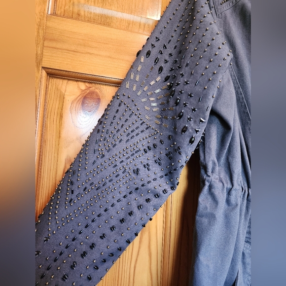 Torrid Women's Gray Embelished Twill Parka with Faux Fur Trim Hood, Size 2 - Picture 7 of 11